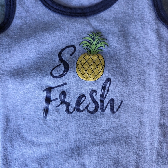 Baby Pineapple Tank bodysuit Set 9-12m 4pc HB Summer Sunglasses Boys Blue Black - Picture 7 of 12